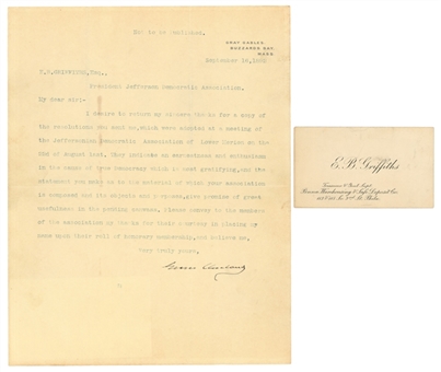 1892 Grover Cleveland Signed Typed Letter Regarding Democratic Association (Beckett)